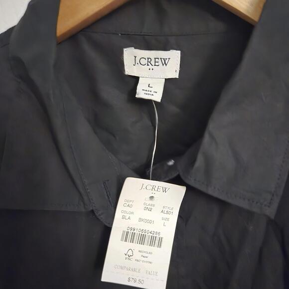 J.CREW Black Button-up Cotton Poplin Shirt In Signature Fit Size Large NWT - Picture 6 of 6